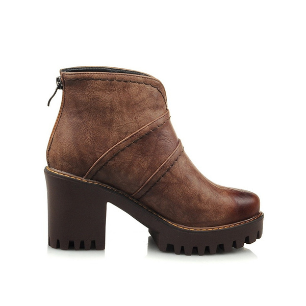 chunky brown boots ladies