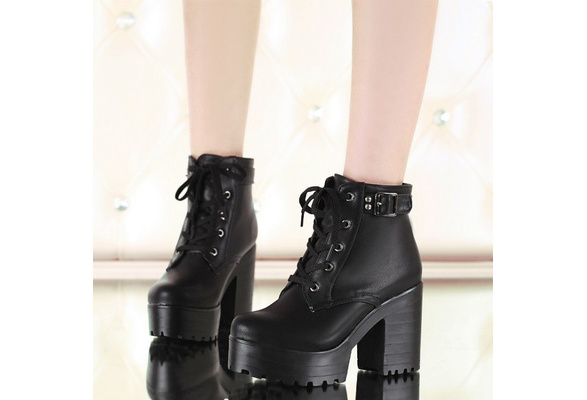 chunky goth ankle boots