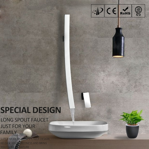 Modern Chrome 27.5 inch/70CM Waterfall Spout Wall Mount Basin Faucet Single Handle Mixer Tap Concealed Bathroom Sink Torneira | Wish
