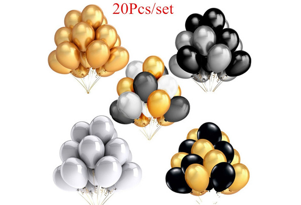 Happy Birthday Party Latex Balloons Gold Silver & Black Pack of 6-9900731 