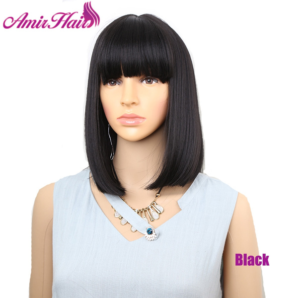 straight black wig