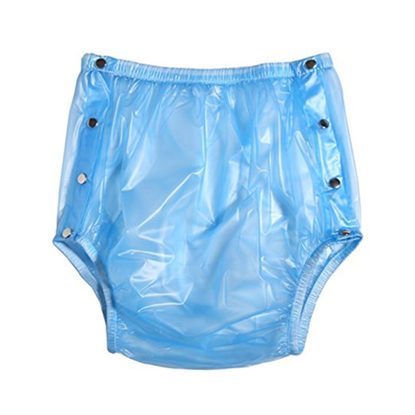 Adult Incontinence Snap-on Plastic Pants Color Transparent Blue Elastic  Waist