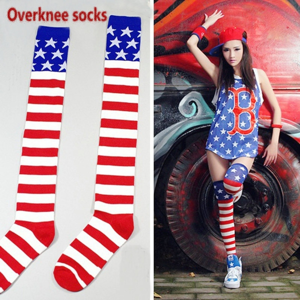 USA Flag Socks USA Flag Leggings Thigh High Socks Over Knee Socks Knee High  Socks