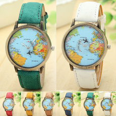 Womens Fashion Global Travel By Plane Map Women Dress Watch Map Watches Denim Fabric Band Damenuhr montre femme Unique watches for women stylish watches women The world is in your hands Schöne Damenuhr Montre femme exquise