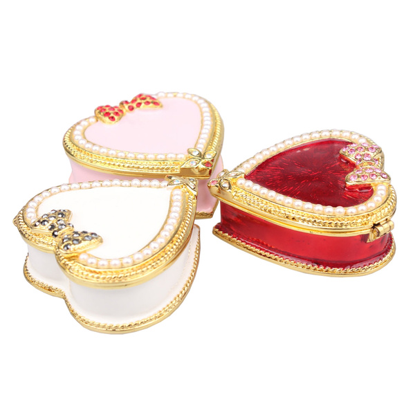 Mini Box Heart Shape w Bow Trinket & Jewelry Box Wedding Favor & Gifts