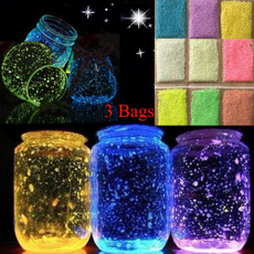 3 Bags Colorful Super Fluorescent Light Particles Glow Pigment Gloss Glossy Sand Glow In The Dark Sand