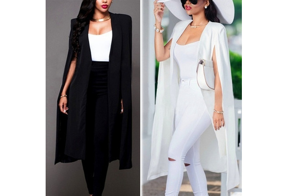 Abrigo De Mujer Blazer De Capa Larga Suelta Cape Cárdigan Ch Abrigo De Mujer Blazer De Capa Larga Suelta Cape Cárdigan Ch