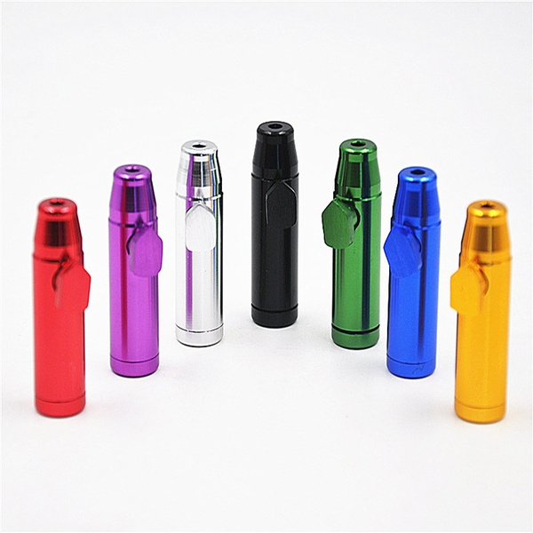 Nasal Snorting Powder Dispenser Snuff Box Metal Snorter Rocket Bullet