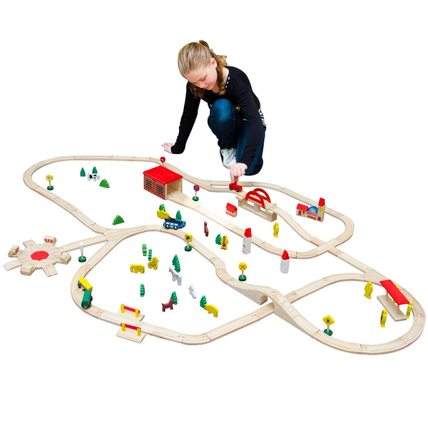 Holz Eisenbahn  Bahn Holzbahn Spielbahn für Kleinkinder 