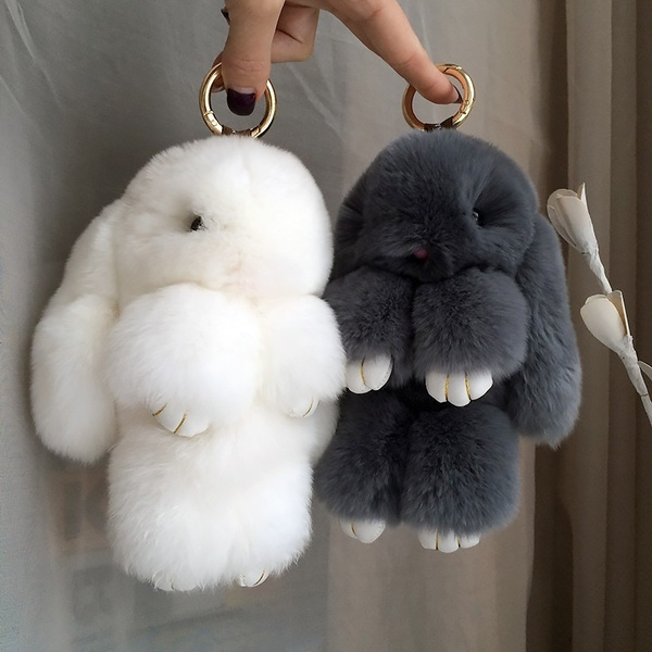 Mini Rabbit Fur Keychain, Bunny Key Chain Plush