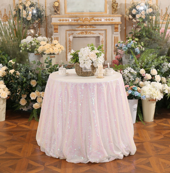 70 Inch 178cm Diameter Round Sequin Tablecloth For Birthday Party Wedding Banquet Table Decoration Wish Wedding Banquet Round Table Decoration, Round Table Birthday Party