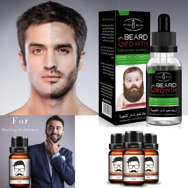 Natural Men Beard Hair Mustache Growth Essential Oil Fast Enhance Facial Whisker 40ml Wish