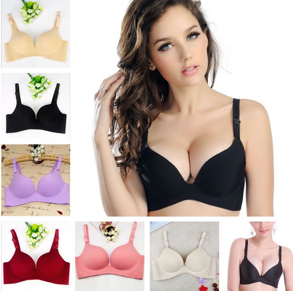 Bra Adjustable Brassiere Seamless Lingerie Super Push Up Bra 6 Color Plus  Size C Cup Strappy Bras For Women