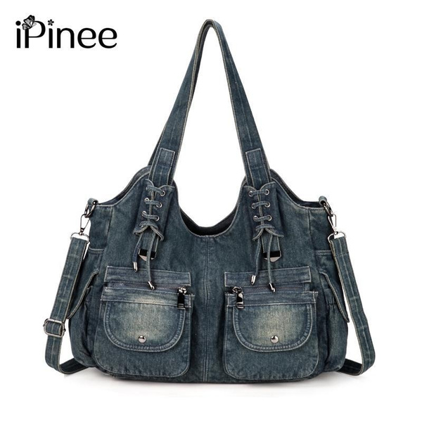 iPinee Women's Denim Bag Y2K Vintage Blue Jean Purse and Handbags
