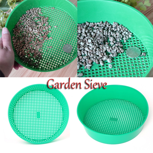 0ACA Fine Mesh Sieve Mesh Gardening Tool Sturdy Green Plastic Soil Stone 