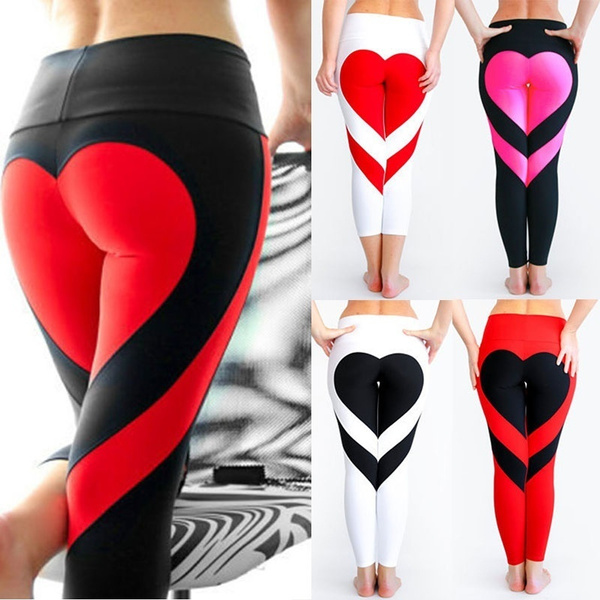 Women Special Design Love Heart Shape Yoga Leggings Heart Booty Pants  Running Tights Crop Workout Pants(Plus Size 6XL)