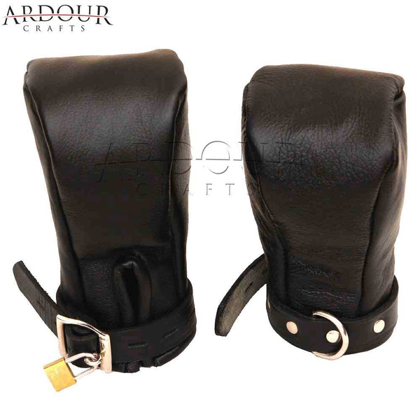 LEATHER BONDAGE ADULT MITTS 