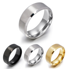 Steel, polished, Women Ring, gold