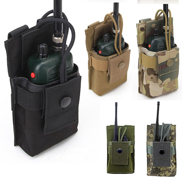 Tactical Walkie Talkie Holster MOLLE Radio Holder Open Top Mag Pouch 