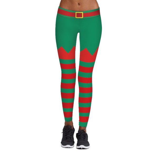 red and green christmas leggings