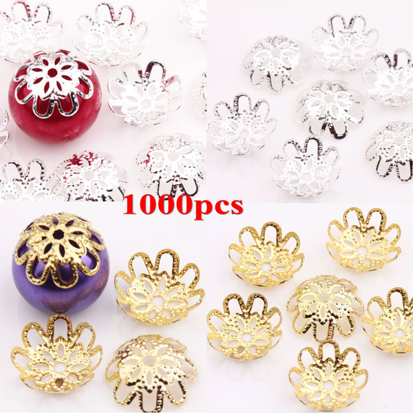 1000Pcs Silver Gold Black Gold Metal Filigree Flower Bead Caps Cover DIY Jewelry 