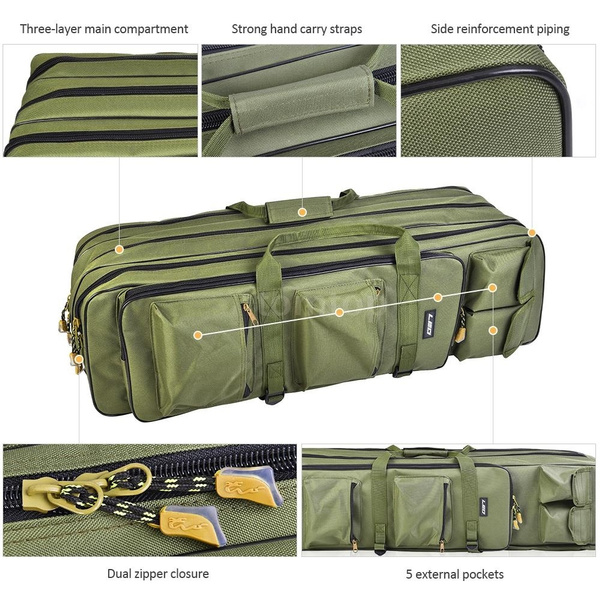 Fishing Rod Bag Pack Waterproof 3 Layer Without Rack GREEN 90CM