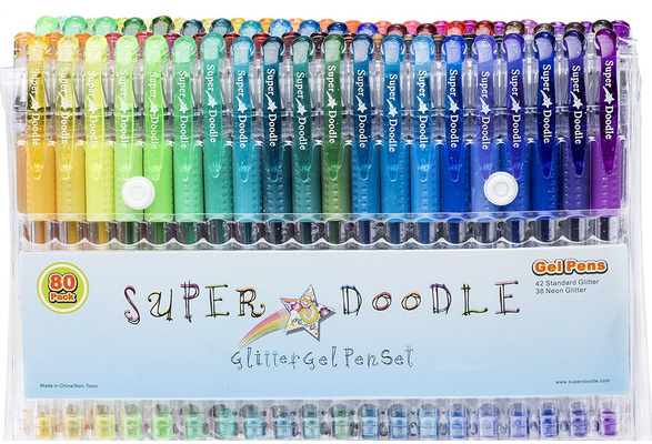 Super Doodle Glitter Gel Pens - 80 Unique Glitter Colors - Artist Quality  Gel Pen Set for Adult Coloring Books, Arts and Crafts for Kids, Scrapbooks,  Greeting Cards, and Drawing