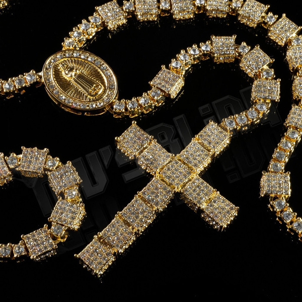 Men's 14k Gold CZ Iced Simulated 