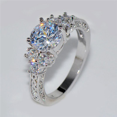 Bamos 5.80/ct Lab diamond White Sapphire Wedding Ring 10KT White Gold Jewelry Size 6 7 8 9