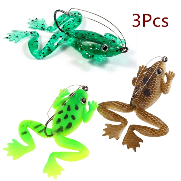 3Pcs/lot Rubber Frog Soft Bait 60mm 5.2g Fishing Lures 3 Colors Plastic  Fish with Hook CrankBait Fishing Tackle