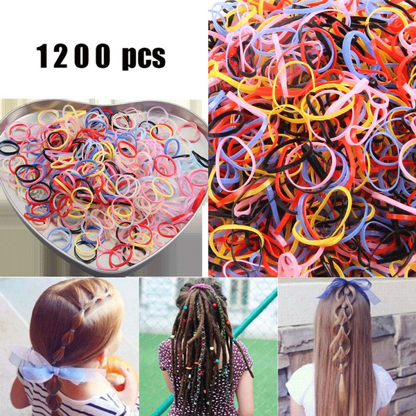 1200PCS（Liga para niñas） Ponytail Elastic Rubber Band Hair Ties Ropes Rings  Girls Fashion | Wish