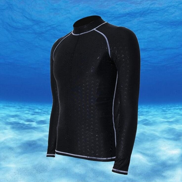 SANANG Men Long Sleeve Swimwear Shirts Diving Suit Surfing UV Protection Rashguard Tops for Water Sports