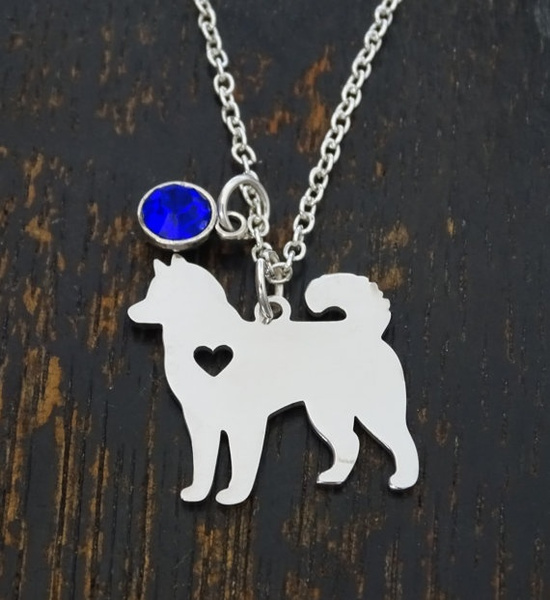 HUSKY Glow in the Dark Silhouette Pendant Charm Necklace Wolf Dog Pet Malamute 