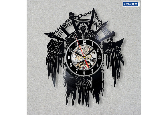 Vinyl Record Wall Clock World Of Warcraft Contemporary Modern For The Horde  Vinyl Clock Ork record clocks