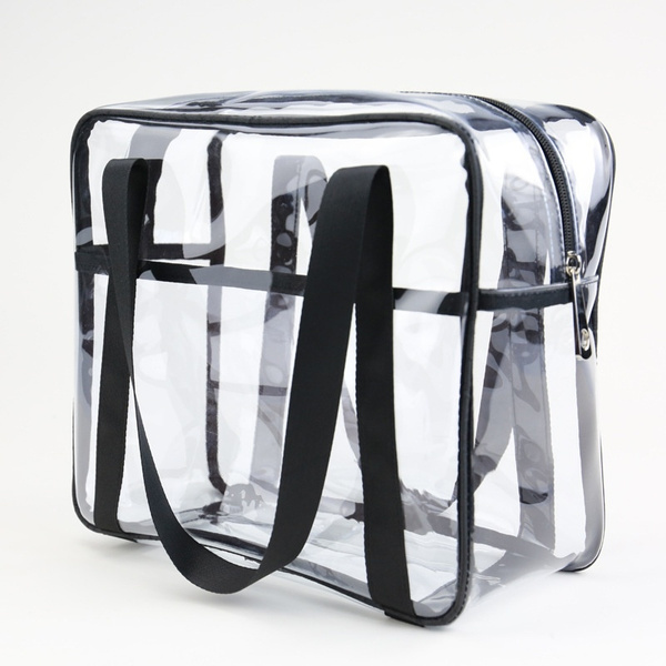 tote bag with clear outside pockets