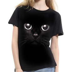Popular Unisex Summer Fashion Cat Eyes Print Short Sleeve Cotton T-Shirt