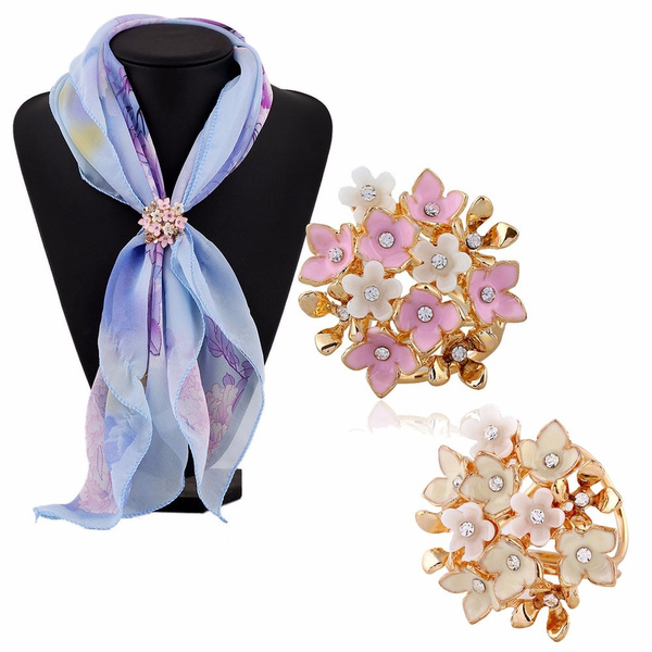 Fashion Flowers Brooch Scarf Buckle