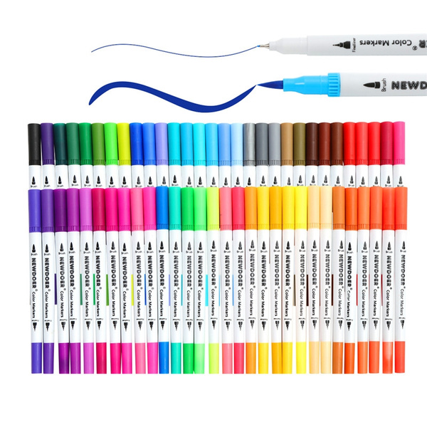 100 Colours Dual Tip Brush Pen Set, Fineliner Pens, Art Markers