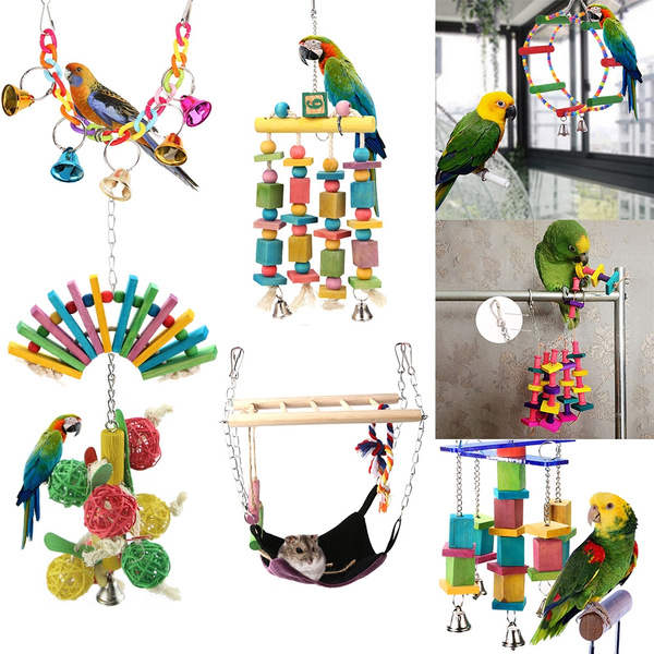 Pet Supplies Colorful Parrot Macaw Cage Chew Toys Bird Conure Swing ...
