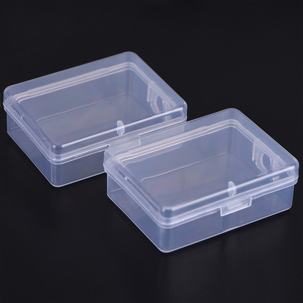 2 Pcs Small Transparent Plastic Storage Box Case Clear Square ...