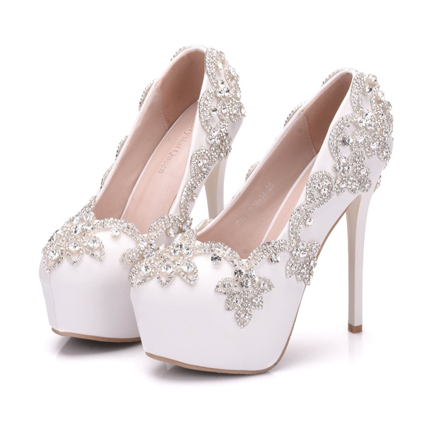 White heels hotsell with bling