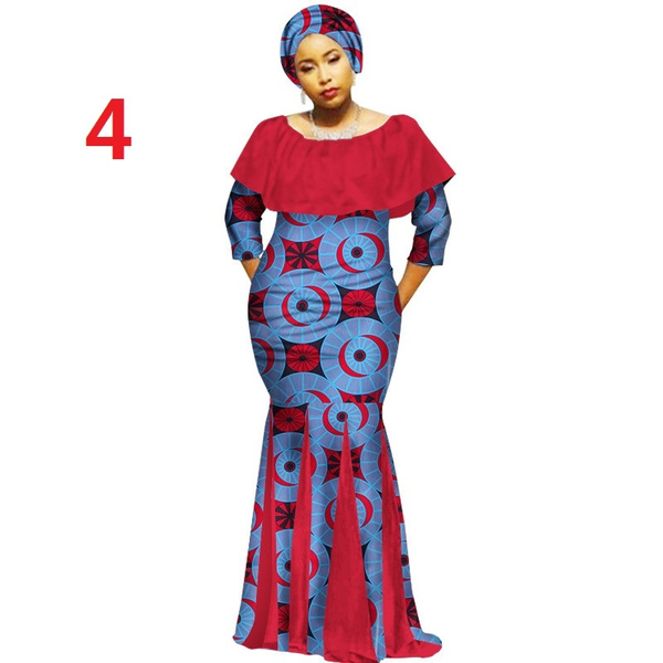 Autumn Women Dress with Headtie Africaine Femme Fashion Sleeve Dashiki Plus Size 6XL African Traditional Dresses 6xl WY2116 | Wish