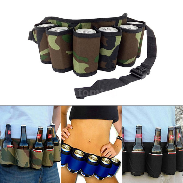 Outdoor Six Pack Beer Bottle Belt Portable Beverage Waist Bag Camping