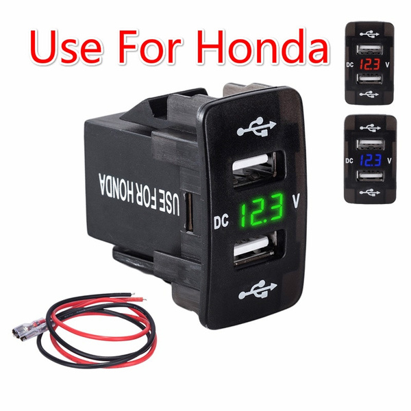 DC 12-24V Dual USB Port Car Charger Socket Power Adapter with LED Digital  Voltmeter Meter Monitor for Honda