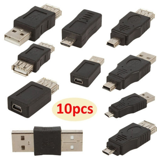 New 10pcs Micro USB 5 Pin Male To Female Extension Converter Connector ...