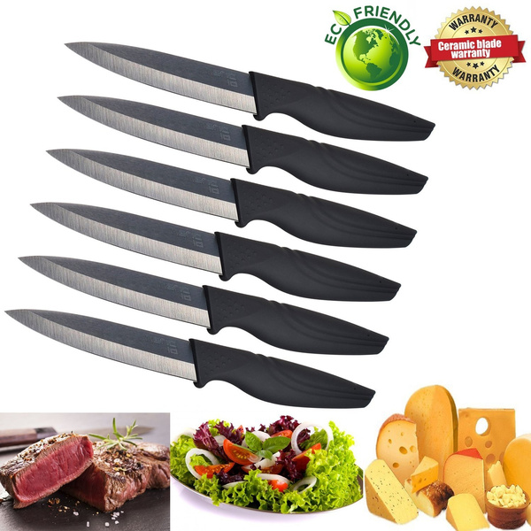 Steak Knives Set of 6 Pcs Kitchen NANO ID Ceramic Steak Knife Extremely  Sharp Ceramic Black Blade Knife We ship from local for US customers
