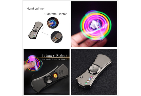 fidget spinner cigarette lighter Fashion Fidget Spinner Cigarette Lighter LED Flash Light USB Charging  Lighter