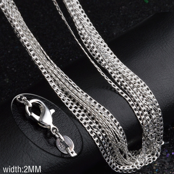 Wholesale Lots 925 Sterling Silver 2mm Flat Curb Link Chain Necklace 16-30/"