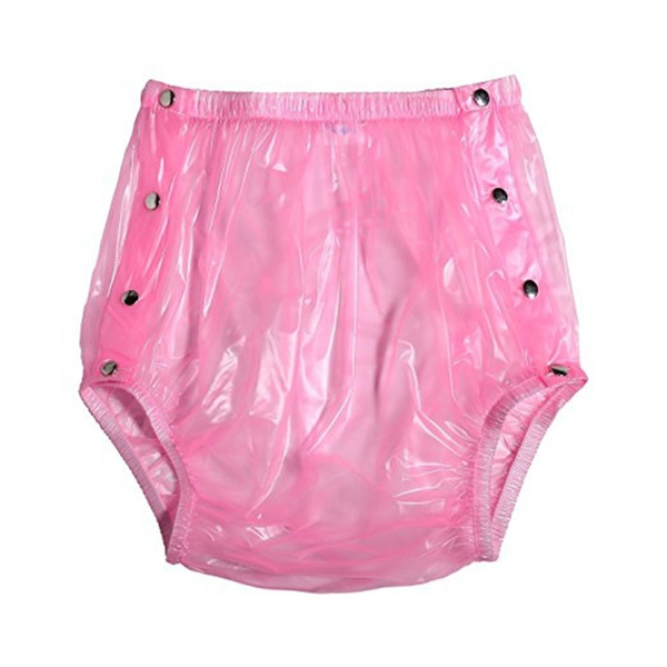 Adult Baby Pink PLASTIC PANTS. Side Snaps to Open at Front. Light