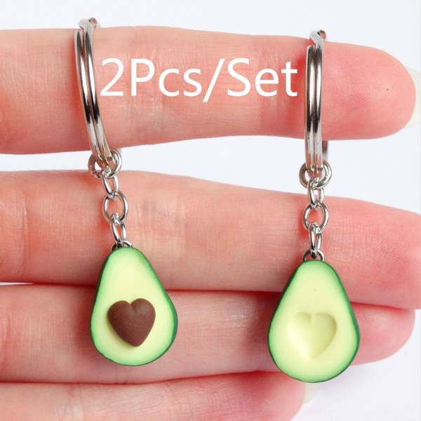 green keychain Cute Avocado key chain bell keychain fun keychain cute keychain